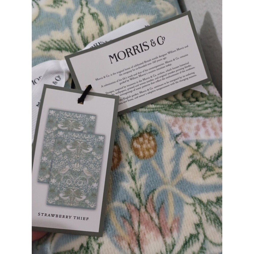 6 pc William Morris & Co Towel Set Strawberry Thief Bath Hand Tip Cotton Velour - Picture 3 of 8